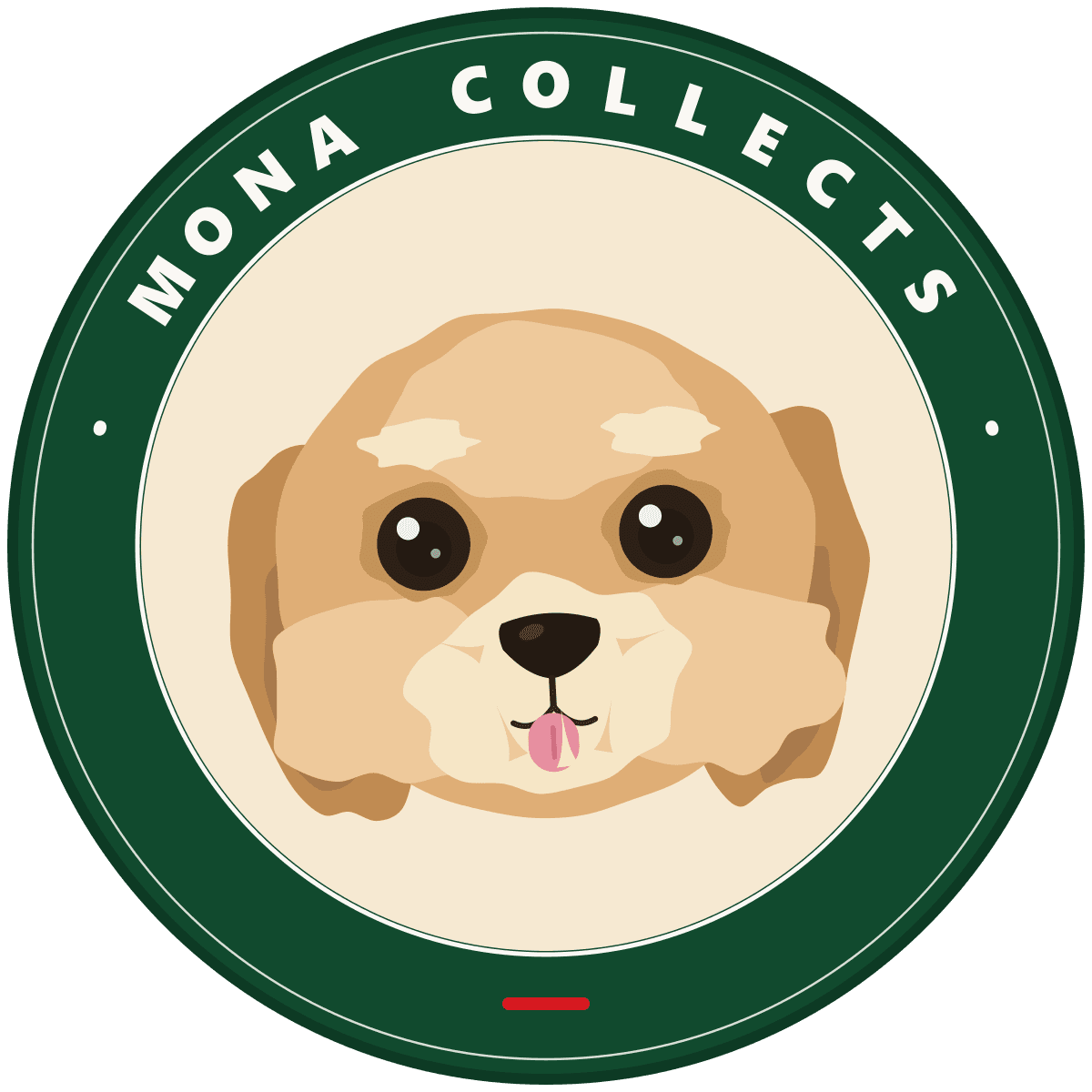 The Mona Collects coin: Mona the cavoodle with her tongue out